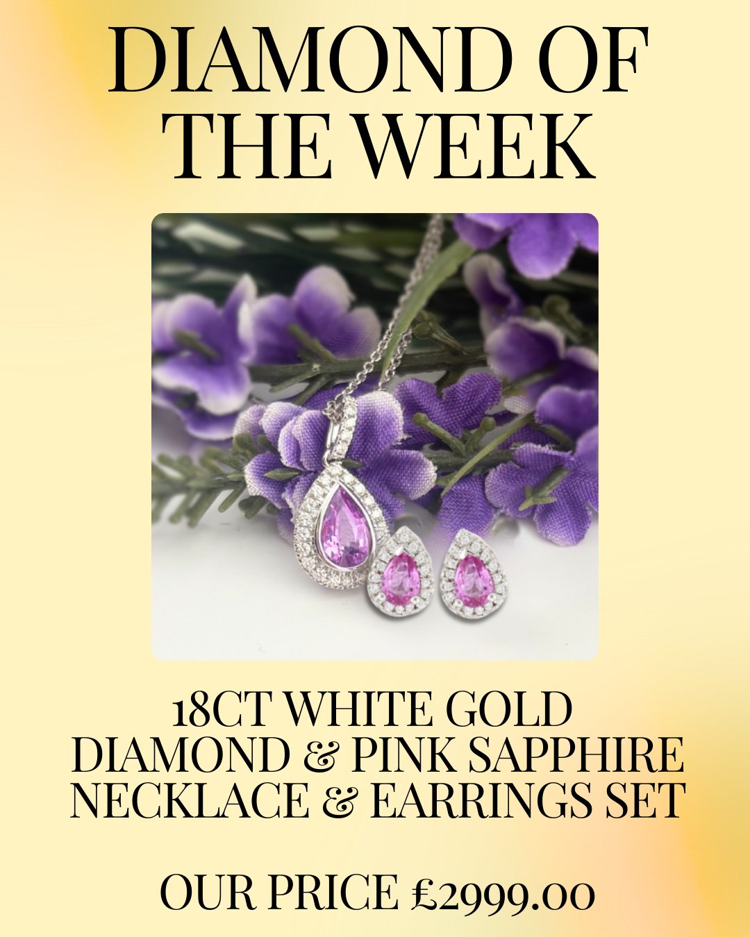 💎 Diamond of the Week 💎
Introducing this exquisite 18ct White Gold Diamond & Pink Sapphire Necklace and Earrings Set — a truly elegant statement of timeless luxury.
At the heart of the pendant sits a captivating pear-cut pink sapphire, encased in a delicate halo of brilliant-cut diamonds, with an additional diamond-set bail adding that extra touch of sparkle. Suspended from an 18" white gold chain, it’s perfectly balanced for everyday elegance or special occasions. ✨
The matching earrings mirror this beauty, each featuring a stunning pear-shaped pink sapphire surrounded by shimmering diamonds, with additional diamonds along the profile for a breathtaking finish.
Details:
💗 Pendant sapphire: 1.06ct
💎 Pendant diamonds: 0.30ct (VS, G–H)
💗 Earrings sapphire total: 0.93ct
💎 Earrings diamonds: 0.62ct (VS, H–I)
📏 Earrings approx. 9.98mm x 7.32mm
🔗 18" white gold chain
🎀 Post & scroll fittings
A luxurious pre-owned set with a new replacement value of £6,000 — offering exceptional beauty and value.
The perfect gift… or a well-deserved treat.
#DiamondOfTheWeek #PinkSapphire #FineJewellery #MallardJewellers #LuxuryJewellery #SapphireLove #jewelleryset
www.mallardjewellers.co.uk