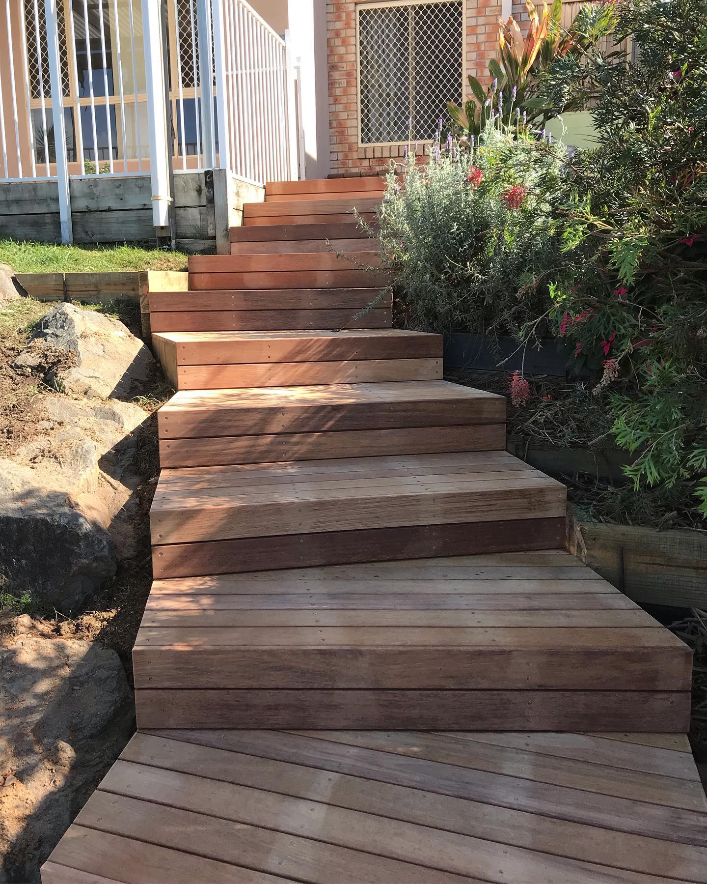 recently finished MERBAU decking stairs at Nerang. #goldcoast #goldcoastdeckbuilder #goldcoastdecking #compositedecking #freequotes #carpentry #decking #bestdecks #carpentry #chippylife #carpenter #bennyandthedecks #batdecks #freequotes #glassfencing #glasspoolfence #deck #decks #decking #pergolas #insulatedroofpanel