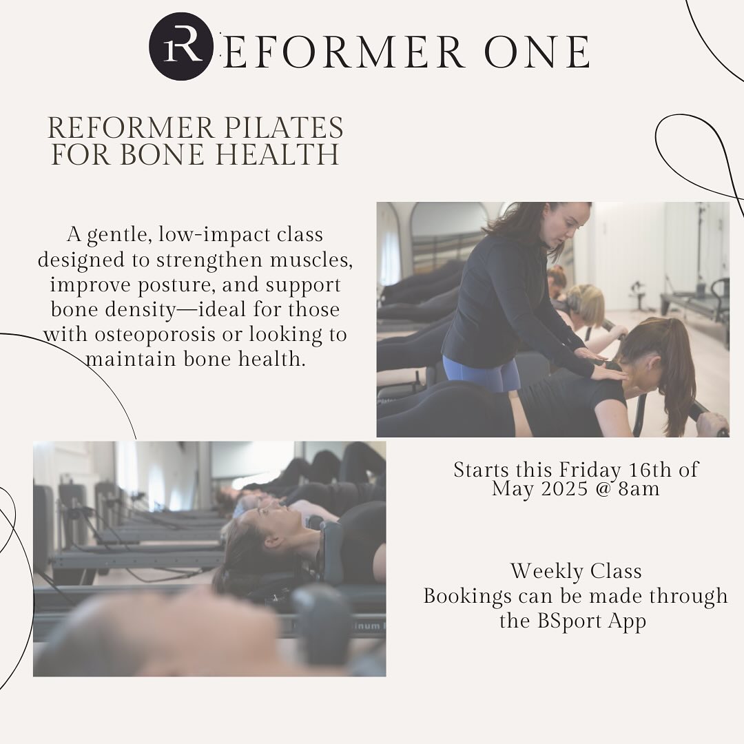 🦴 New Class Alert! 🦴
Reformer Pilates for Bone Health
📍 Reformer One, Trim
🗓️ Fridays at 8:30am (starting this week!)
This gentle, low-impact class focuses on:
✨ Strengthening muscles
✨ Improving posture & balance
✨ Supporting bone density
✨ Reducing fall & fracture risk
Ideal for those with osteoporosis, osteopenia, or anyone wanting to future-proof their bones 💪
📲 Book now at reformerone.ie
#ReformerOneTrim #BoneHealth #PilatesForOsteoporosis #StrongBones #ReformerPilates #LowImpactFitness