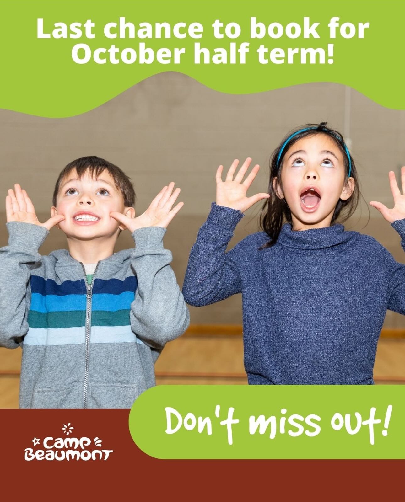 🌟 Book now for Camp Beaumont this Half-Term! 🌟
Give your child an unforgettable adventure with Camp Beaumont — packed with fun, friends, and fantastic activities!
🎟️ Use code: STAUGS25
✨ Get 10% OFF your booking at @campbeaumont_daycamps
Don’t miss out — secure your spot today at 👉  www.campbeaumont.co.uk
#SummerCamp #Ealing #HolidayCamps #CampBeaumont #KidsClub #HalfTermFun #schoolholidayactivities Image