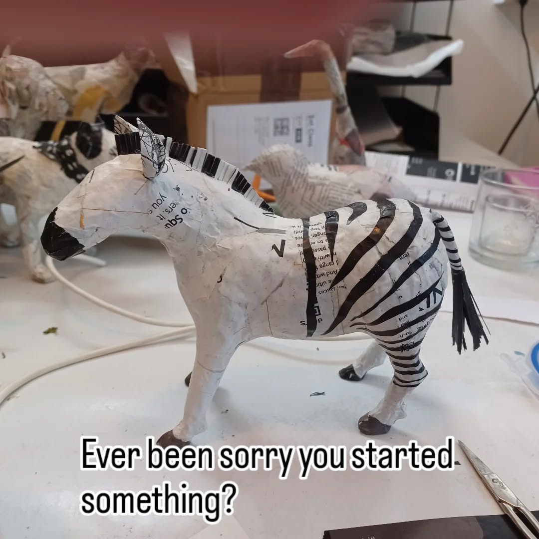 ...turns out adding stripes to a zebra takes longer than you think. And I've barely started the other side yet. 🙄