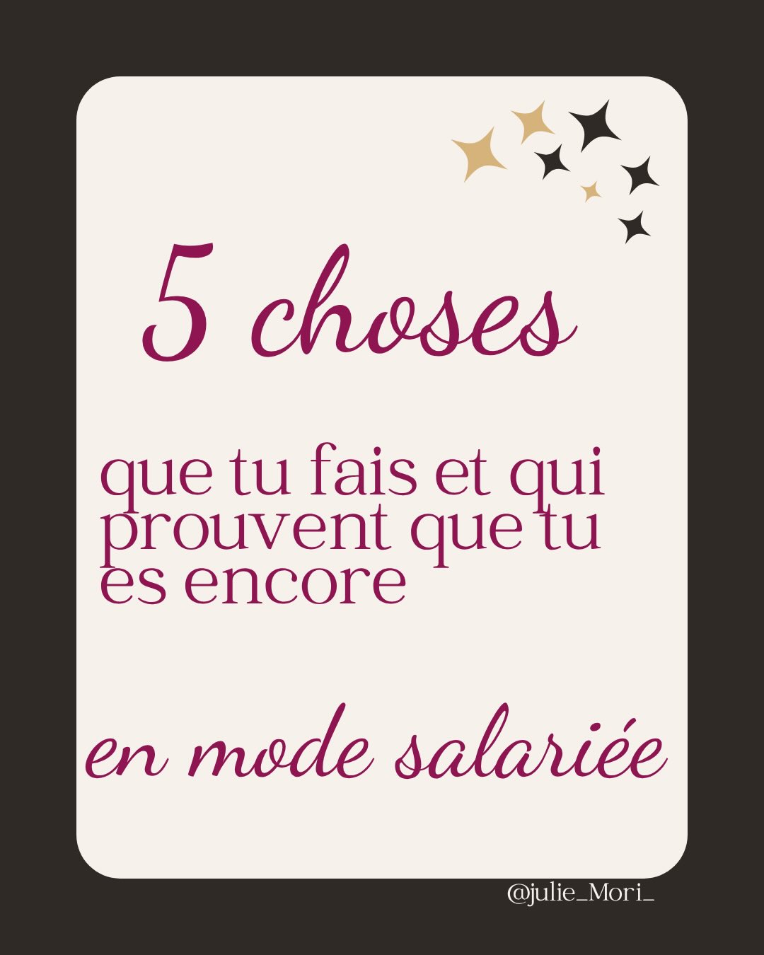 Tu t’es lancée. T’as le statut. T’as peut-être même des clients.
Et pourtant, quelque chose coince.
Pas dans ton activité. Dans ta tête.
Parce qu’on peut quitter une entreprise sans quitter la posture de salariée. Et cette posture-là, elle sabote silencieusement tout ce que tu construis.
Swipe. Et sois honnête avec toi-même.
👇 Dis-moi en commentaire : tu te reconnais dans laquelle des 5 ?