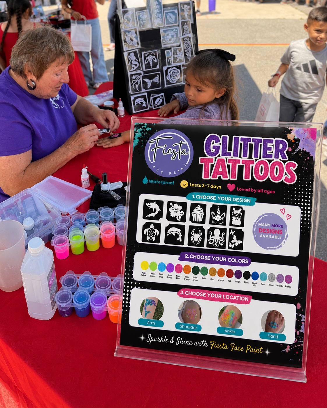 Meet one of the most special members of our team. 💜
At over 80 years young, she still loves coming out to events and connecting with guests. One of her favorite parts of the job is chatting with families in Spanish and helping everyone feel welcome.
Most people don’t know that she was also an actress and appeared in the classic Mexican film Por Mis Pistolas. 🎬
Today, instead of being on the big screen, she’s creating smiles one glitter tattoo at a time.
We love having her as part of Fiesta Face Paint, and our customers adore her just as much. ✨
If you’ve met her at one of our events, leave her some love in the comments!