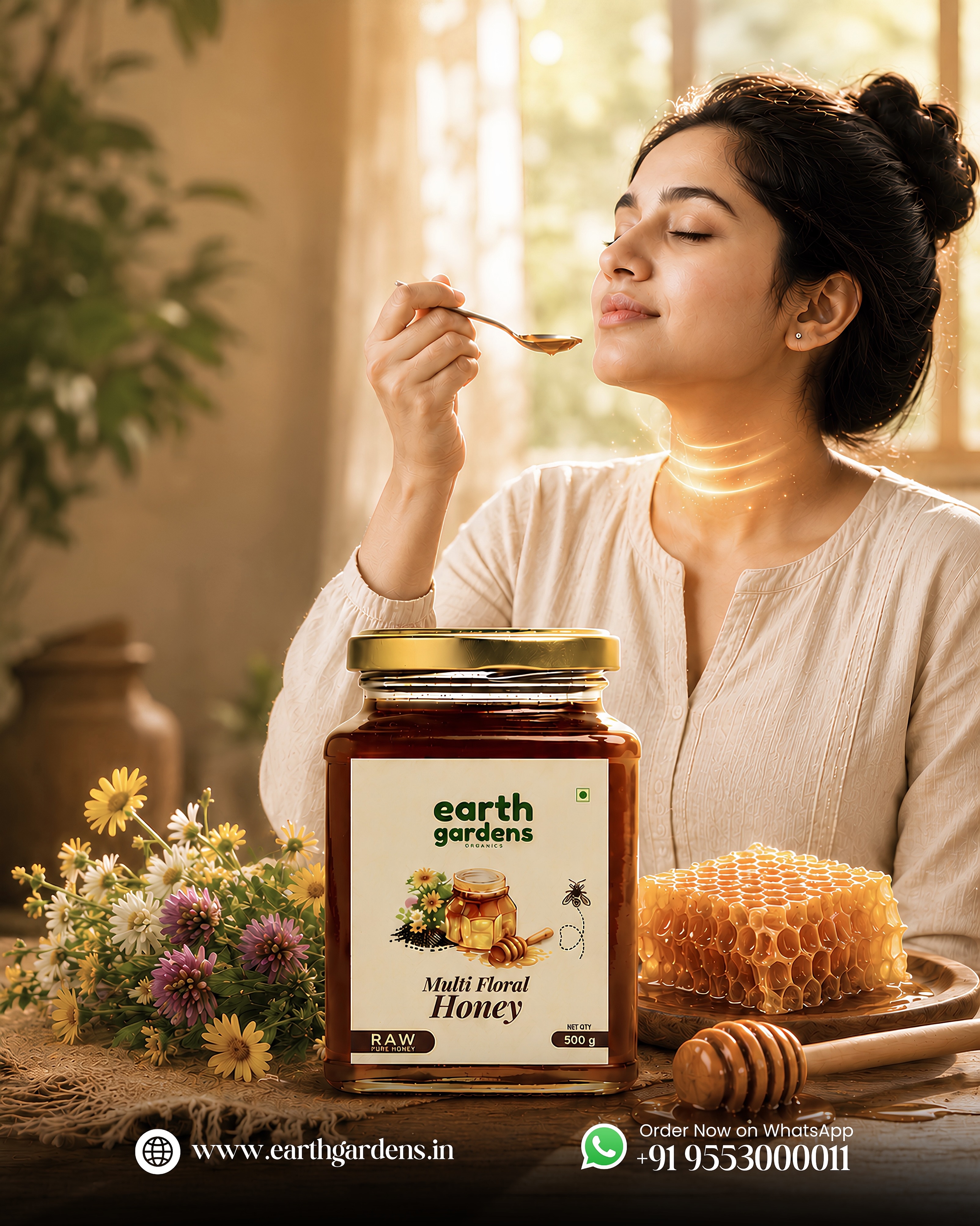 One spoon. A hundred wildflowers. Pure gold.
Earth Gardens - Multi Floral Honey is raw honey the way bees intended — collected from a mix of wild blossoms, unheated, unfiltered, unprocessed.
🌼 Multi-floral richness in every drop
🍯 100% Raw & Pure
🚫 No sugar, no additives, no shortcuts
Close your eyes, take a spoon — this is what real honey tastes like.
Order now on WhatsApp: +91 9553000011
🌐 www.earthgardens.in
#wellness #honey #ancientwellness #health #earthgardenshoney