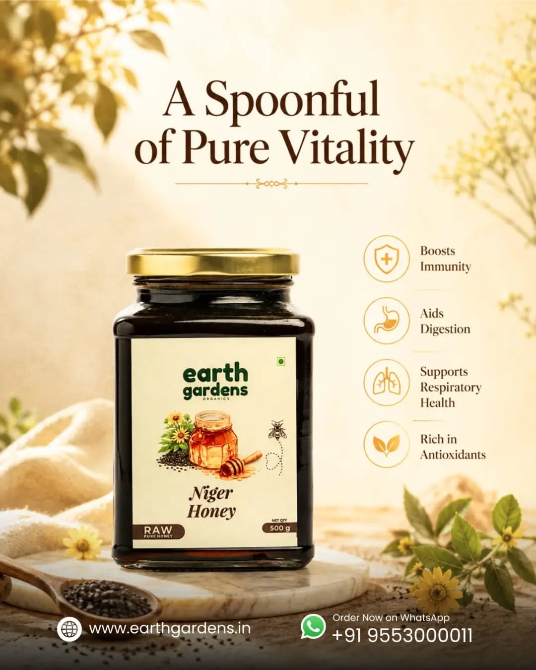 🌼 Nature's Finest in Every Drop 🍯
Experience the richness of Earth Gardens Organics Niger Honey—a premium, naturally harvested honey crafted to support your everyday wellness. Every spoonful delivers pure goodness from nature, bringing together exceptional taste and wholesome nutrition.
✨ Why Choose Earth Gardens Niger Honey?
• Supports Immunity
• Rich in Natural Antioxidants
• Promotes Heart Wellness
• Provides Natural Energy
• 100% Raw & Unprocessed
Bring home the purity of nature and make wellness a part of your daily routine.
🍯 Earth Gardens Organics – Pure Honey. Pure Wellness.
#EarthGardens #NigerHoney #OrganicHoney #RawHoney #naturalwellnes