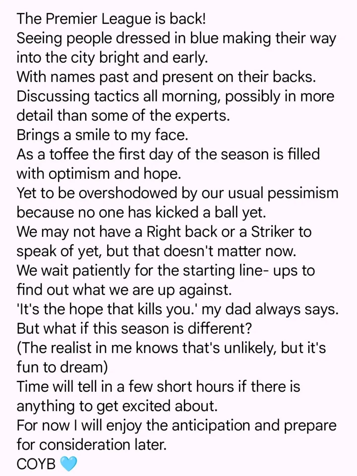 COYB 🩵
I am aware this has the potential to age like milk but a girl can dream.