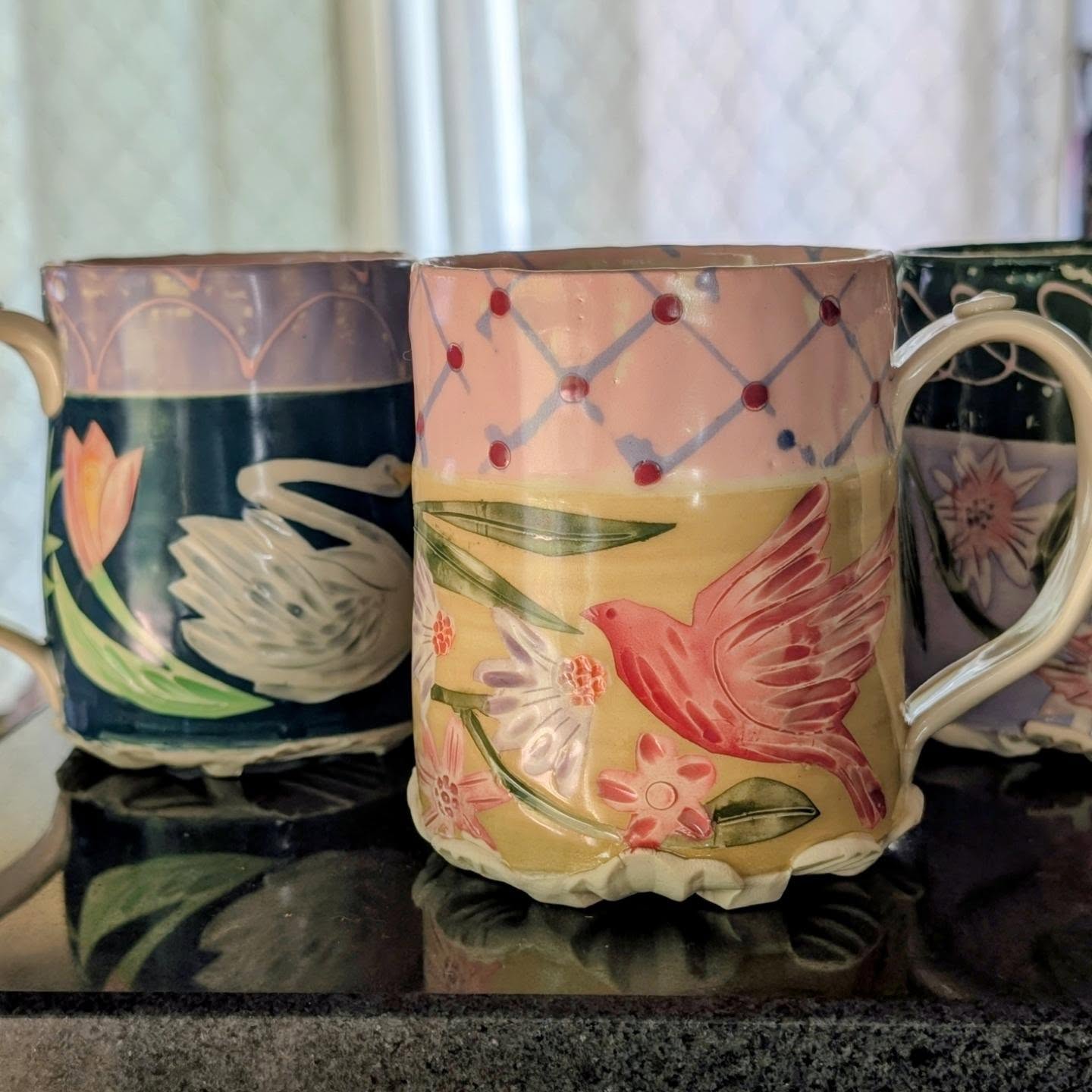 I printed some pattern detail to the top of these large mugs. I'll have them @indiecraftparade the weekend of September 11th. So excited! Very much still making work for the show. Right now I only have a handful of these, let me know what you think and if I need to make more of this style!