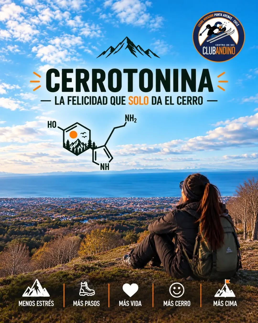 ✨ CERROTONINA
Esa sensación de bienestar que aparece cuando llegas al cerro, respiras profundo, miras el paisaje y simplemente disfrutas el momento.🏔️
¿Necesitas una dosis?
En el Club te esperamos para disfrutar de:
🚡 Paseos en telesilla
🥾 Sendero para trekking
☕ Cafetería
Ven a desconectarte, disfrutar y regalarte un momento de Cerrotonina.
🔅 Comparte con esa persona que necesita una dosis de cerro.