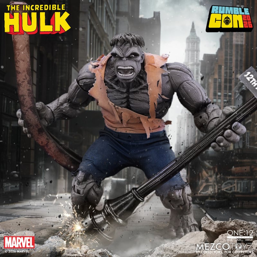 Smash into detail — Mezco’s One:12 Collective Gray Hulk packs three head portraits, bendable props, and epic smash effects. Currently waitlisted at $145, but a must-see for collectors. Link in Bio #Mezco #GrayHulk #One12Collective #CollectorCommunity #ToyPhotography #FigureCollecting
